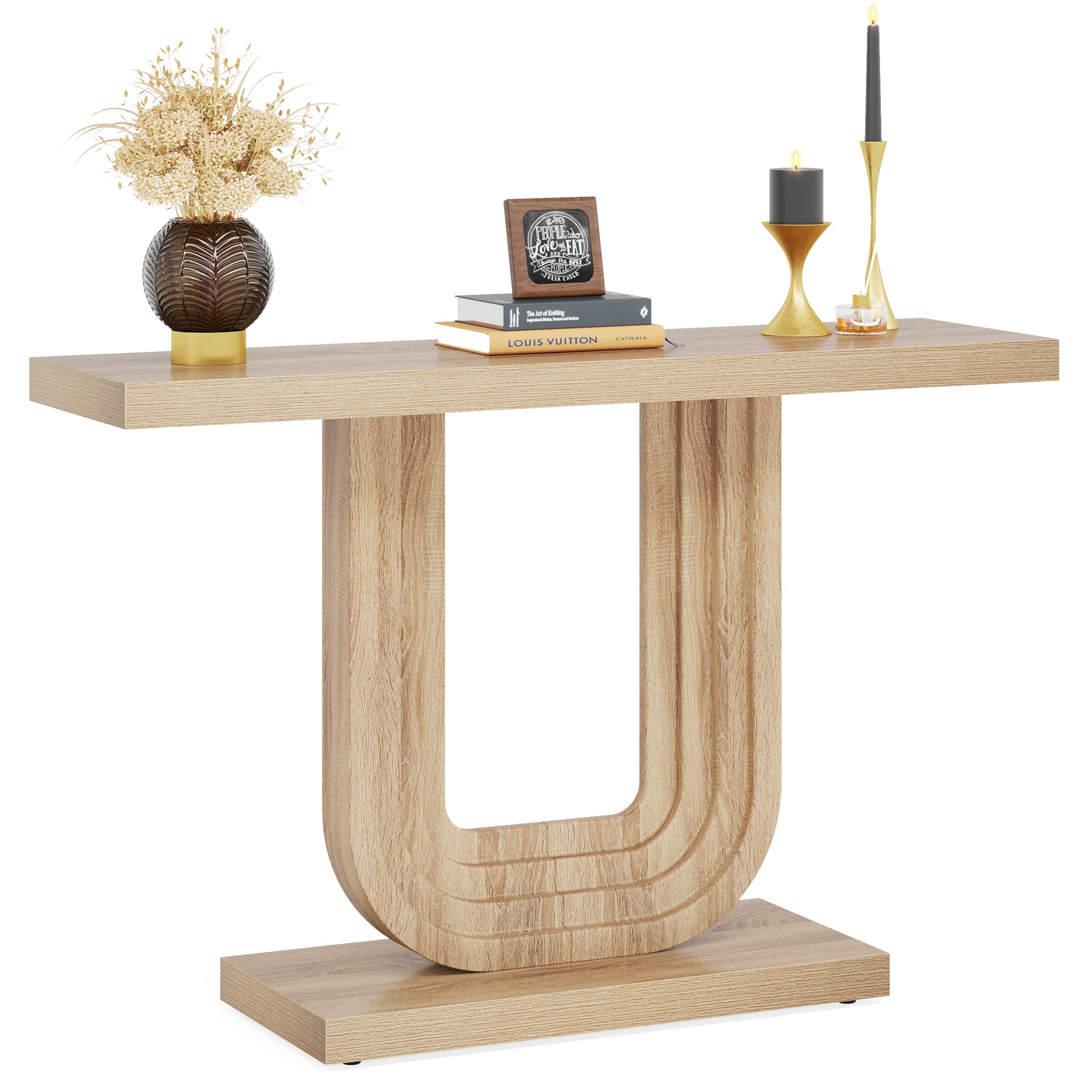 Farmhouse Console Table with Geometric Base